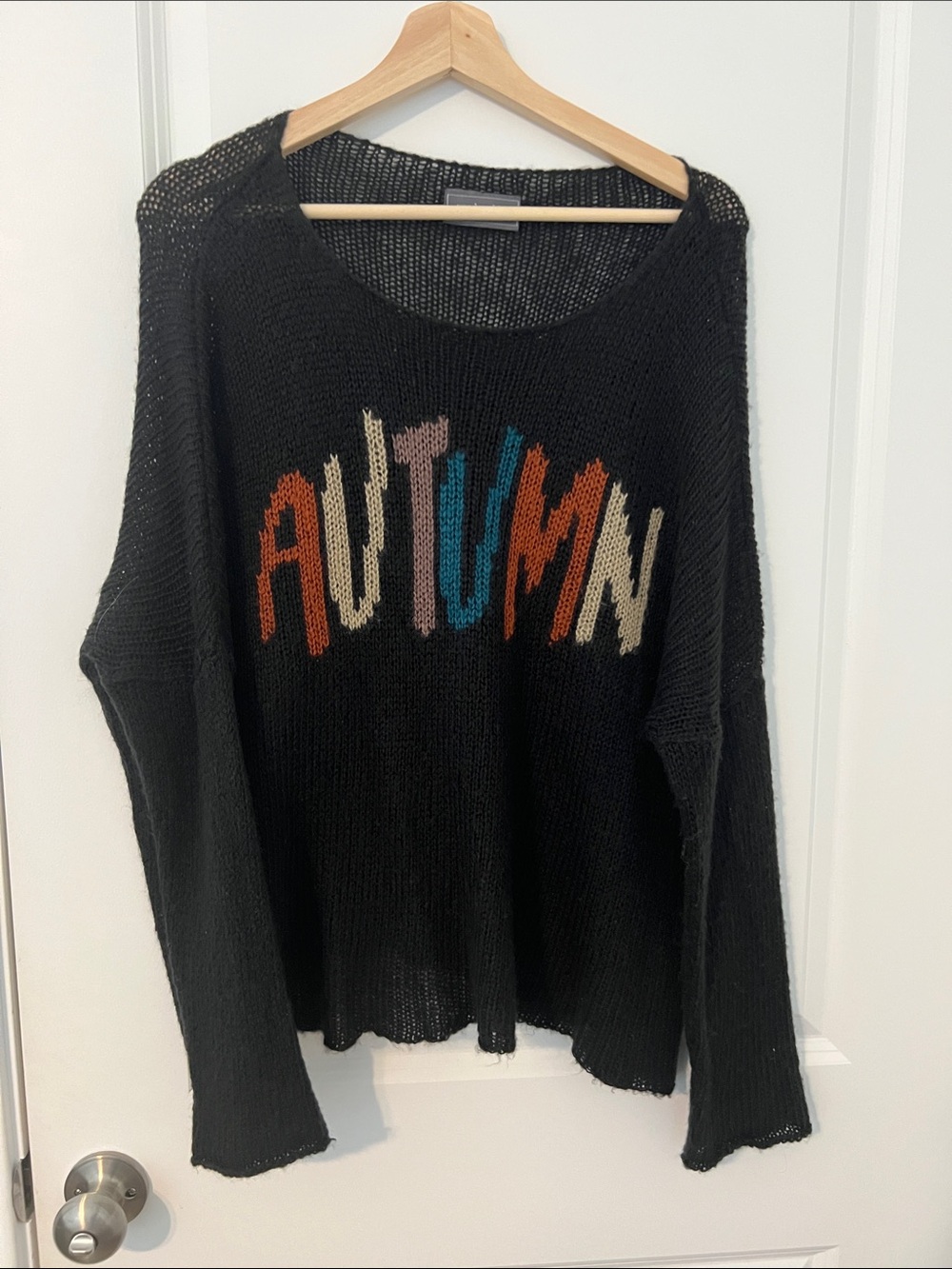 Wooden Ships Black 'AUTUMN' Knit Sweater - Graphic Crewneck